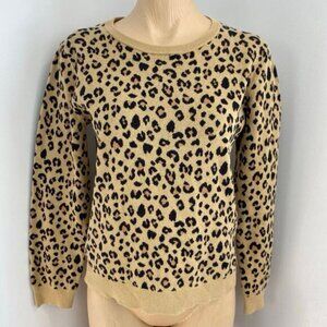 J. Crew Women's Size Medium Animal Leopard Print Pullover Cotton Sweater Top